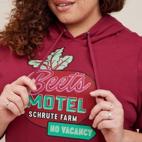 Torrid The Office Hoodie Dwight Schrute Farms Beets Motel Super Soft Size 3 Red - Picture 2 of 7